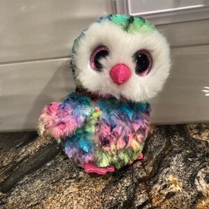 Ty Beanie Rainbow Colorful Plush Owl Toy‎ Nwt